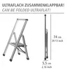 A folded and unfolded step stool with dimensions indicated. Náhled obrázku produktu
