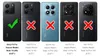 A collage of five smartphone images, each with a red 'X' or green checkmark, indicating compatibility or incompatibility with a specific phone model. Produktbild-Vorschau