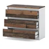 A white dresser with three drawers with a vintage wood front. Produktbild-Vorschau