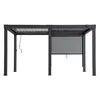 A dark gray pergola structure with a retractable shade is shown against a white background. Produktbild-Vorschau