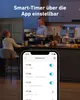 A kitchen scene with a woman and child, overlaid with a smartphone displaying a timer app. Produktbild-Vorschau