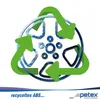 Recycling symbol with a car wheel inside, with text and logo at the bottom. Produktbild-Vorschau