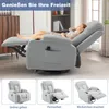 A woman relaxing in a recliner chair with her feet up, with smaller images of the chair in different positions below. Voir les images du produit