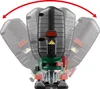 A power tool, specifically a jigsaw, shown in multiple angled positions to demonstrate its articulation. Produktbild-Vorschau
