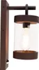 A close-up, studio shot of a brown and clear outdoor wall lamp with a motion detector. Náhled obrázku produktu