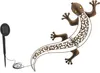 A solar-powered garden light shaped like a gecko, with a separate solar panel stake. Produktbild-Vorschau