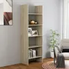 A tall, narrow bookshelf filled with decorative items and books, placed against a light gray wall. Náhled obrázku produktu