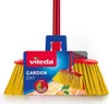A Vileda Garden 2-in-1 broom with yellow bristles and a red handle, presented against a white background with packaging. Produktbild-Vorschau