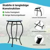 A mosaic side table with close-up views of its construction details, set against a blurred garden background. Produktbild-Vorschau