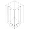 A technical drawing of a shower enclosure with dimensions. Podgląd zdjęcia produktu