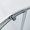 Close-up of a shower door roller mechanism on a curved track. Produktbild-Vorschau