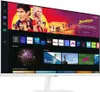 A Samsung smart monitor displaying a streaming service interface with movie posters and app icons. Produktbild-Vorschau