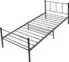 A black metal bed frame on a white background. Voir les images du produit