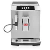 A front view of a stainless steel automatic coffee machine. Produktbild-Vorschau