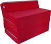 A red foldable mattress or futon is shown in its folded state. Náhled obrázku produktu
