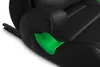 A close-up view of a black car seat with a green adjustment lever. Náhled obrázku produktu