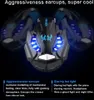A close-up marketing image of a gaming headset with blue LED lights. Produktbild-Vorschau