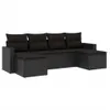 6-tlg. Garten-Sofagarnitur mit Kissen Schwarz Poly Rattan Produktbild-Vorschau 1
