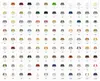A grid of various awning fabric samples with different patterns and colors. Produktbild-Vorschau