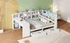 L-förmiges Holz-Plattformbett 140x200 mit Schreibtisch und Produktbild-Vorschau 9