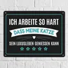 Luxusleben Katze Metallschild XXL in blau mit Barthaar Produktbild-Vorschau 2