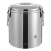 A stainless steel insulated bucket with latches and a lid. Podgląd zdjęcia produktu
