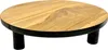 A round wooden plant stand with black legs on a white background. Produktbild-Vorschau