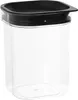 A clear studio shot of a square, transparent food storage container with a black lid. Náhľad obrázku produktu