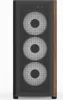 A front view of a computer tower case with wood accents. Voir les images du produit