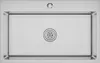 A top-down view of a stainless steel sink with a drain. Produktbild-Vorschau