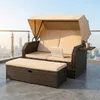 Mucola Fauteuil-cabine de plage en rotin Lit de bronzage Voir les images du produit 7