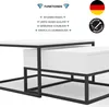 Close-up view of nesting tables with information icons and text. Produktbild-Vorschau