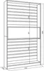A technical drawing of a bookshelf with dimensions indicated. Produktbild-Vorschau