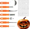 Halloween Kürbis Schnitzset 7-teilig mit 6 Schablonen Produktbild-Vorschau 1