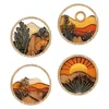 4 Stück Holz Boho Wand Deko, Wanddekoobjekt Runde Bauernhof Produktbild-Vorschau 2