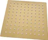 A square gold shower head with multiple small nozzles. Produktbild-Vorschau