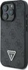 A black iPhone case with a textured surface and a triangular Guess logo with rhinestones. Podgląd zdjęcia produktu