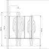 Diagram showing the dimensions of a shower enclosure with silhouettes of a man and a woman. Produktbild-Vorschau