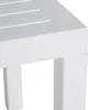 A close-up view of a white table corner and legs. Voir les images du produit