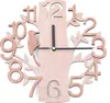Horloge murale moderne créative en bois ronde salon bureau Voir les images du produit 1