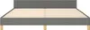 A front view of a dark gray fabric bed frame with a slatted wooden base and four light wood legs, set against a white background. Náhled obrázku produktu