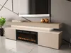 A modern TV stand with a built-in fireplace and a television on top. Náhľad obrázku produktu