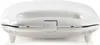 A white sandwich maker is shown from the front, resting on four small legs. Produktbild-Vorschau