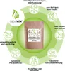 A product bag is shown in the center, surrounded by icons and text describing its various uses and benefits. Produktbild-Vorschau