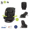 A collage showing a black car seat from different angles and with various informational icons. Produktbild-Vorschau
