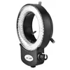 A close-up studio shot of a black LED ring light for a microscope. Voir les images du produit
