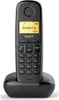A black Gigaset cordless phone is shown on its charging base against a white background. Produktbild-Vorschau