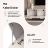 A collage of images showcasing features of a TV lowboard, including cable management and gas lifts for doors. Voir les images du produit