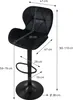 A black bar stool with dimensions indicated by measurement lines and text. Produktbild-Vorschau