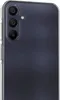 A close-up view of the back of a transparent phone case with a dark gray phone inside. Produktbild-Vorschau